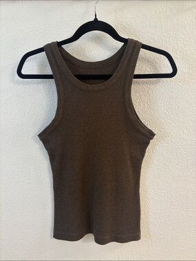 Agolde Women’s Brown Ribbed Tank Top - Classic Stretch Fit